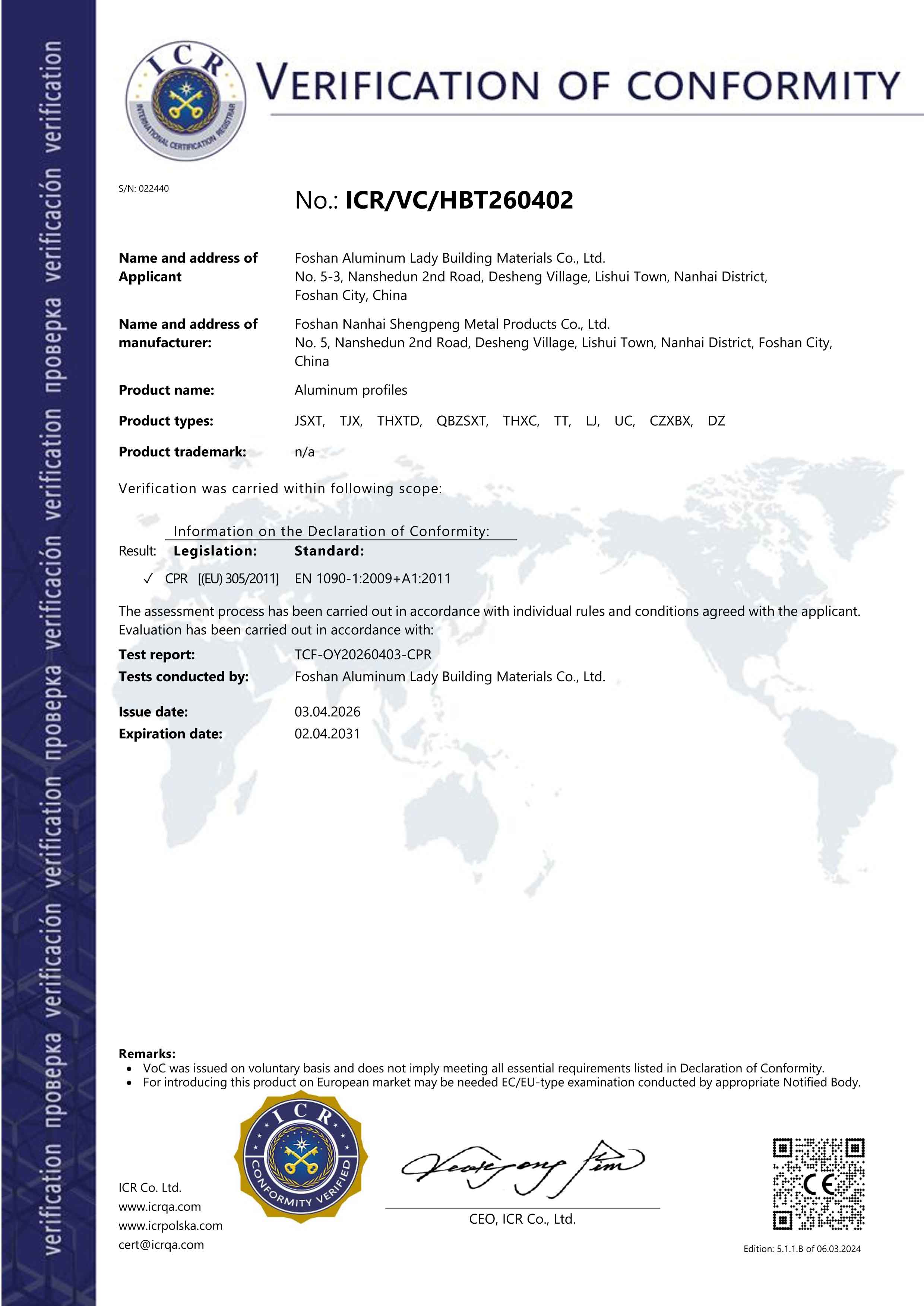 International export certification documents including ISO CE SGS and quality compliance certificates for building materials manufacturing factory
